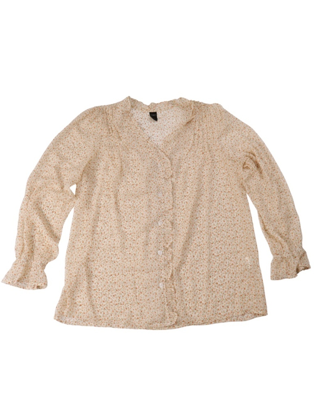 Dazy Floral Ruffle Button Front Cottagecore Blouse Size M